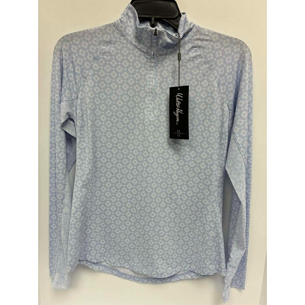 Walter‎ Hagen Womens P11 UV Protection Quarter Zip Geo Crisp Periwinkle XS